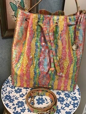 Brahmin Marlowe Saltwater Taffy drawstring bucket Lrg bag